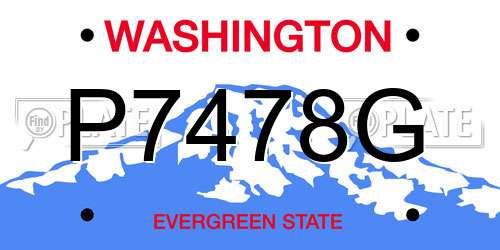 P7478G Washington License Plate
