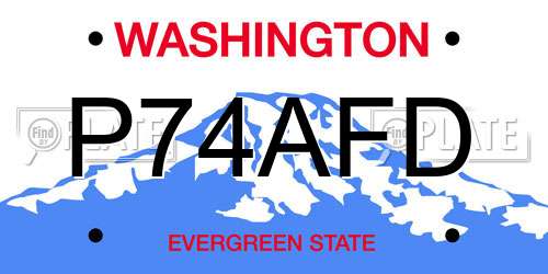 P74AFD Washington License Plate