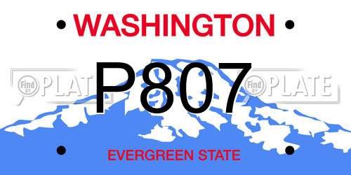 P807 Washington License Plate