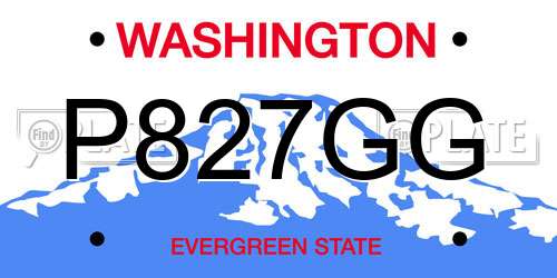 P827GG Washington License Plate