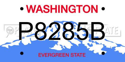 P8285B Washington License Plate