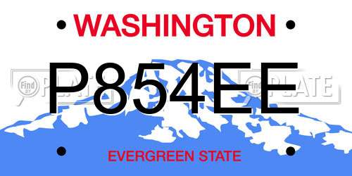 P854EE Washington License Plate