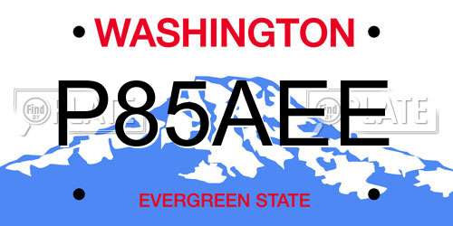 P85AEE Washington License Plate