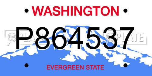 P864537 Washington License Plate