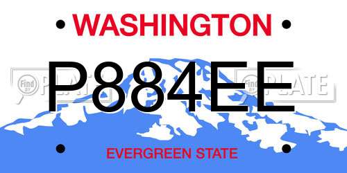 P884EE Washington License Plate
