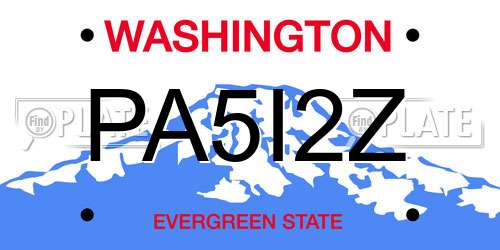 PA5I2Z Washington License Plate