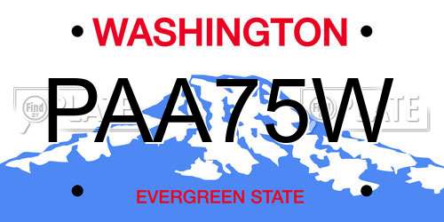 PAA75W Washington License Plate
