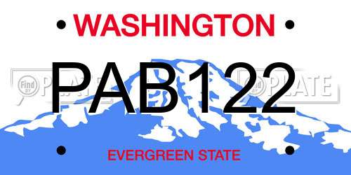 PAB122 Washington License Plate