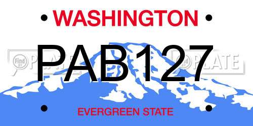 PAB127 Washington License Plate