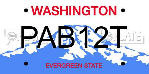 PAB12T Washington License Plate
