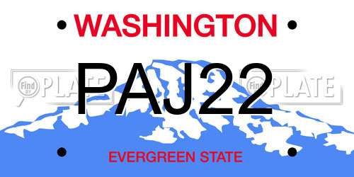 PAJ22 Washington License Plate