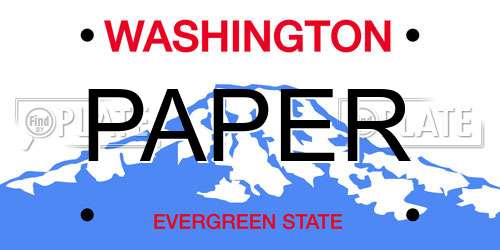 PAPER Washington License Plate