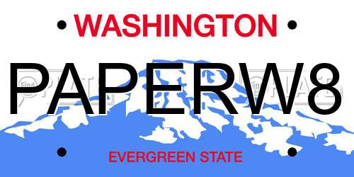PAPERW8 Washington License Plate