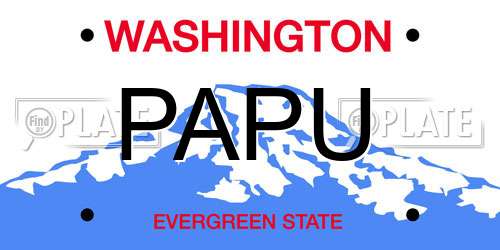 PAPU Washington License Plate