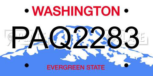 PAQ2283 Washington License Plate