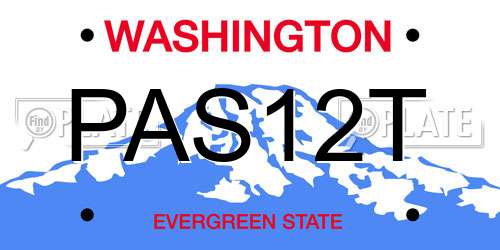 PAS12T Washington License Plate
