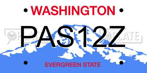 PAS12Z Washington License Plate