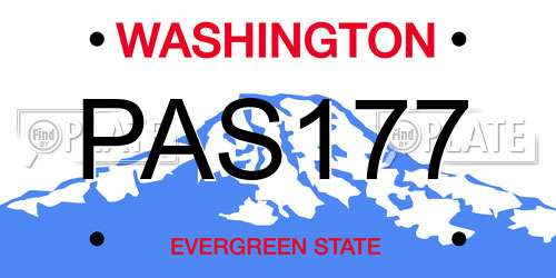 PAS177 Washington License Plate