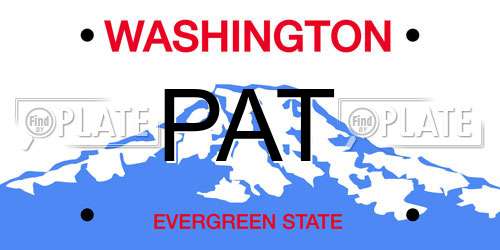 PAT Washington License Plate
