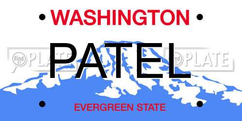 PATEL Washington License Plate