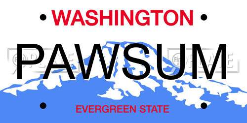 PAWSUM Washington License Plate