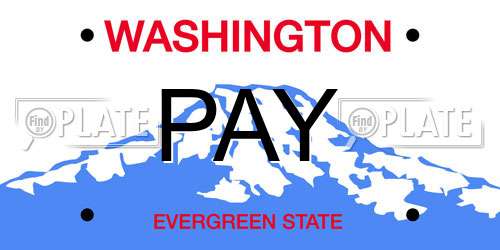 PAY Washington License Plate