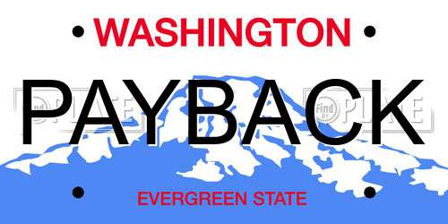 PAYBACK Washington License Plate
