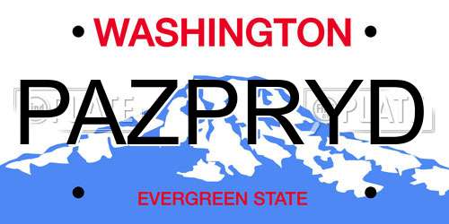 PAZPRYD Washington License Plate