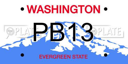 PB13 Washington License Plate