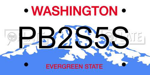 PB2S5S Washington License Plate