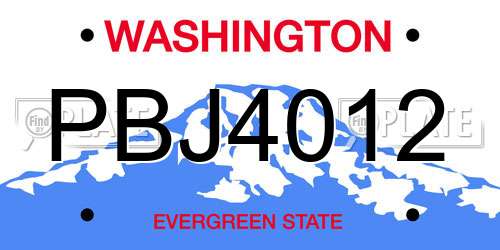 PBJ4012 Washington License Plate