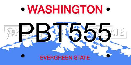 PBT555 Washington License Plate