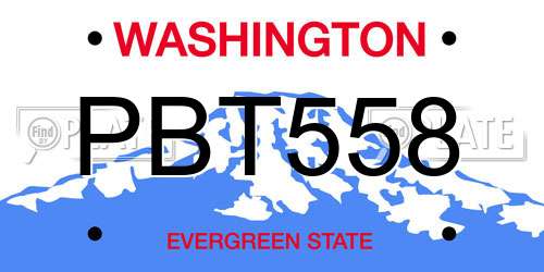 PBT558 Washington License Plate