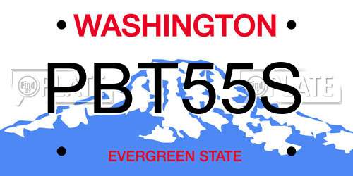 PBT55S Washington License Plate