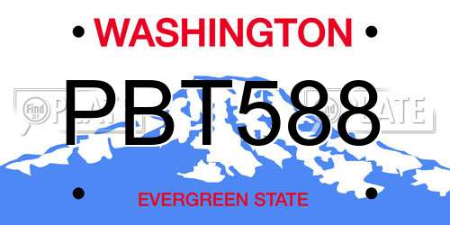 PBT588 Washington License Plate