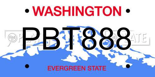 PBT888 Washington License Plate
