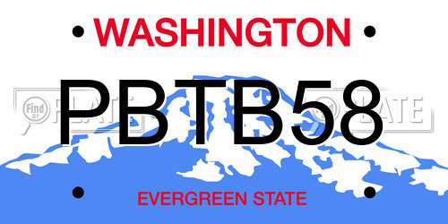 PBTB58 Washington License Plate