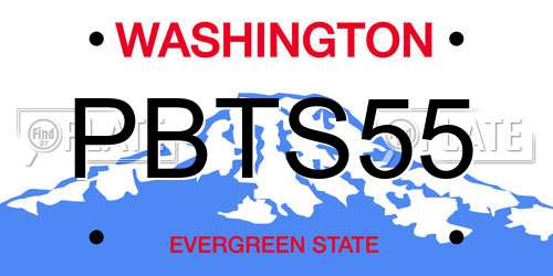 PBTS55 Washington License Plate