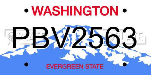 PBV2563 Washington License Plate