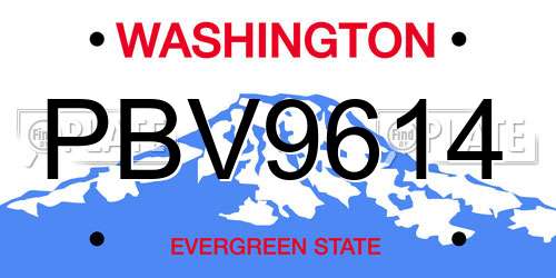 PBV9614 Washington License Plate