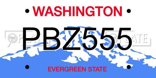 PBZ555 Washington License Plate