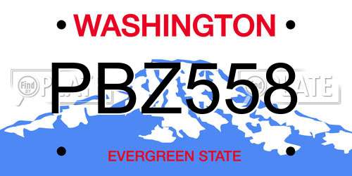 PBZ558 Washington License Plate