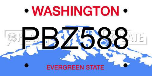PBZ588 Washington License Plate