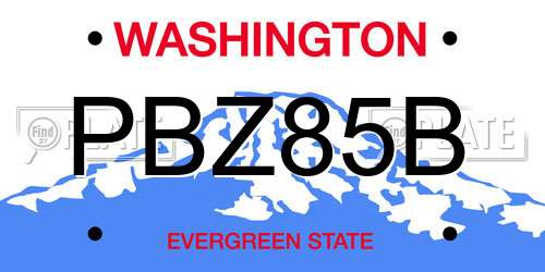 PBZ85B Washington License Plate