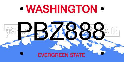 PBZ888 Washington License Plate