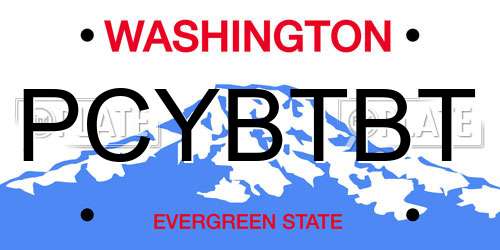PCYBTBT Washington License Plate