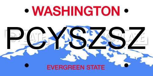 PCYSZSZ Washington License Plate