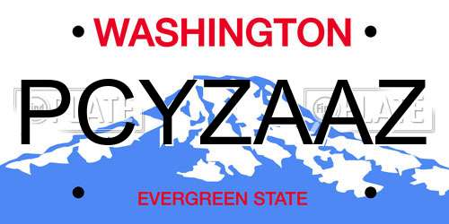 PCYZAAZ Washington License Plate