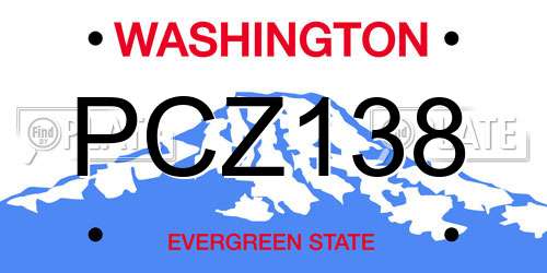 PCZ138 Washington License Plate