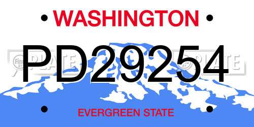 PD29254 Washington License Plate